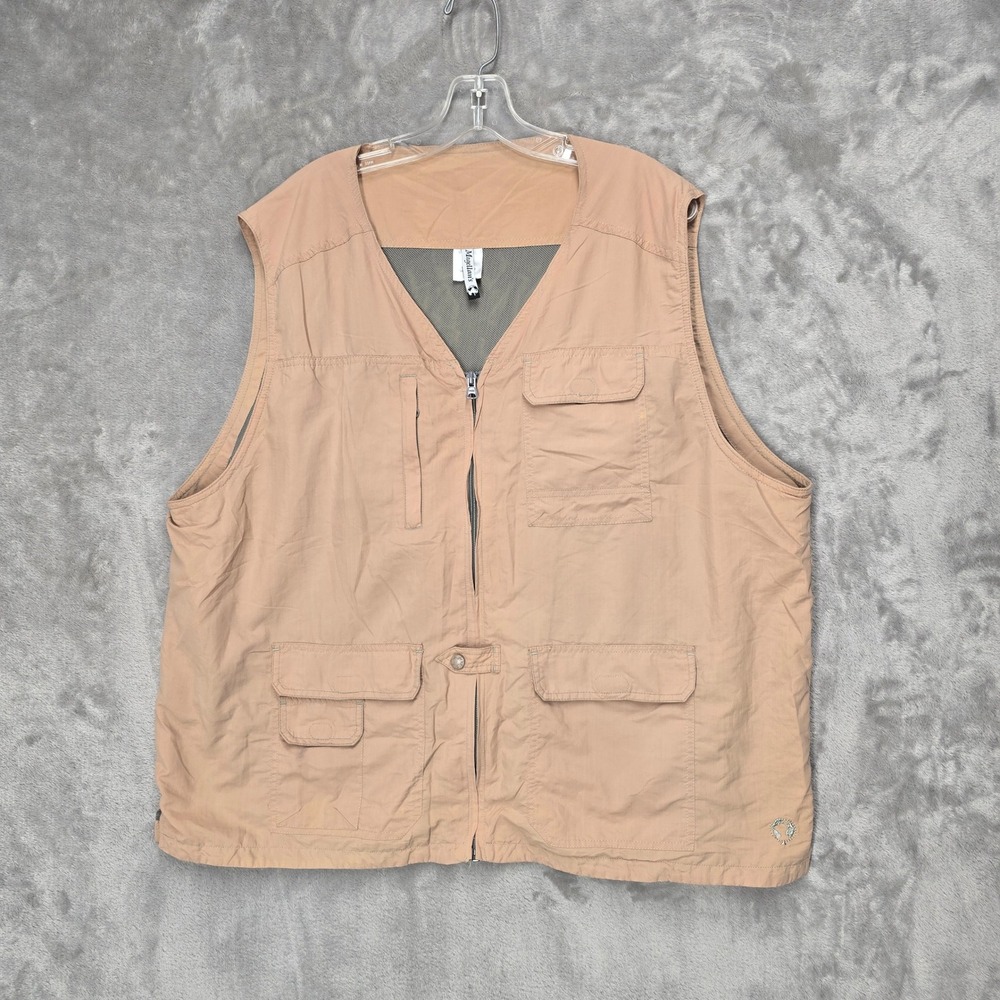 Magellans Travel‎ Mens XXL Tan Multi Pocket Utility Safari Fishing Vest Gorpcore